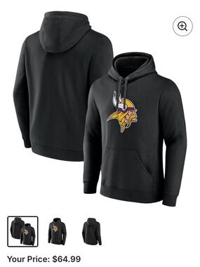 NFL Black Pullover Hoodie with Vikings Logo